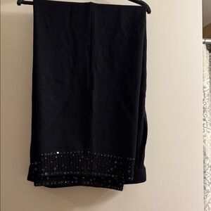 St. John Black Sequin-Embellished black pant set, Size 14